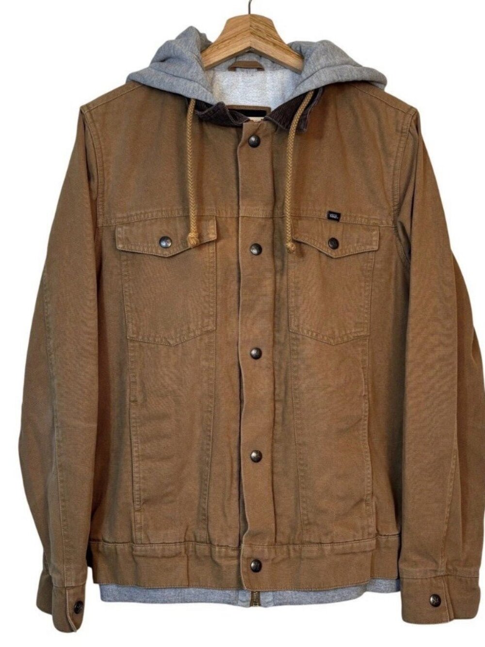 Vans Jacket Men L Barn Chore Flannel Lined Duck Canvas Brown Union